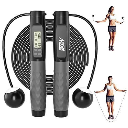 MKHS Cordless Jump Rope with Counter, Digital Jump Ropes for Fitness Exercise for Women Men Kids. Ropeless Smart Skipping Rope for Indoor and Outdoor