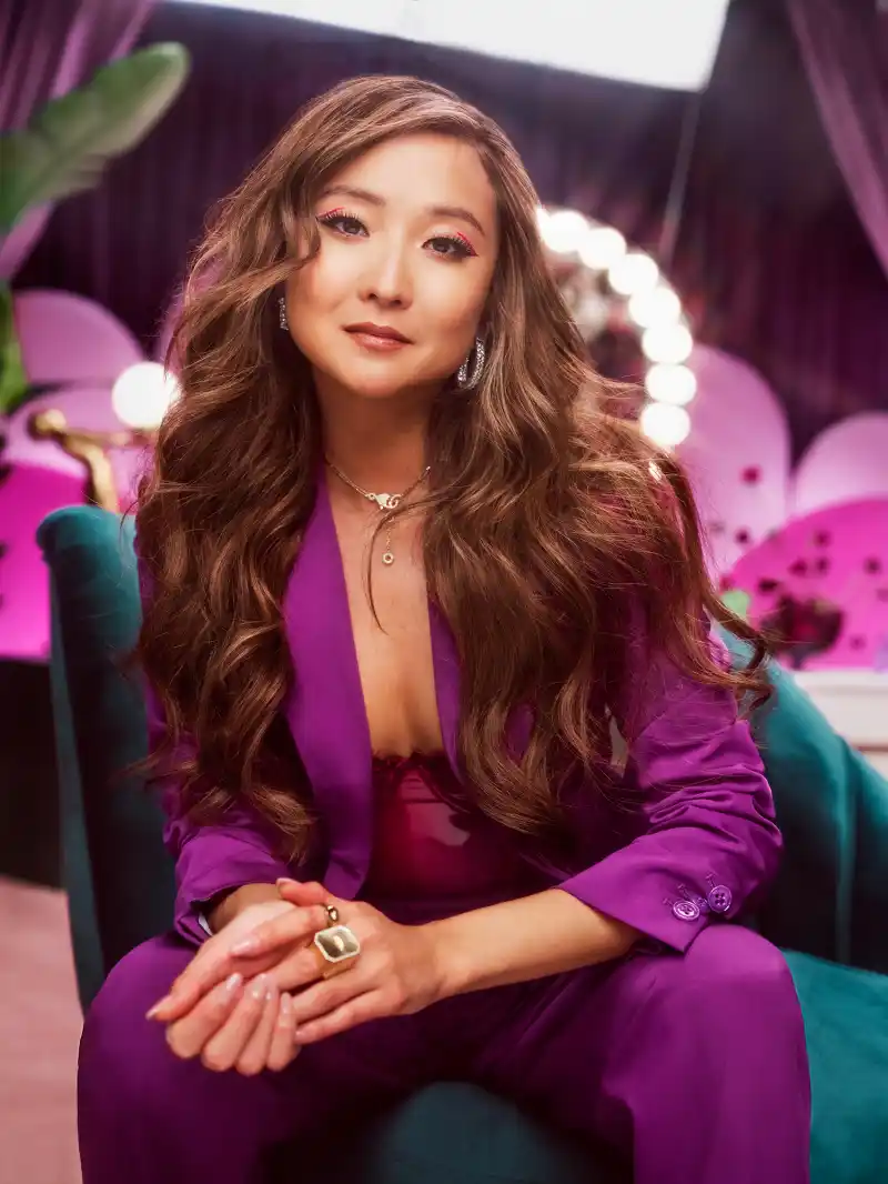 Ashley Park glows on set for e.l.f. Cosmetics Vanity Table Talk YouTube series