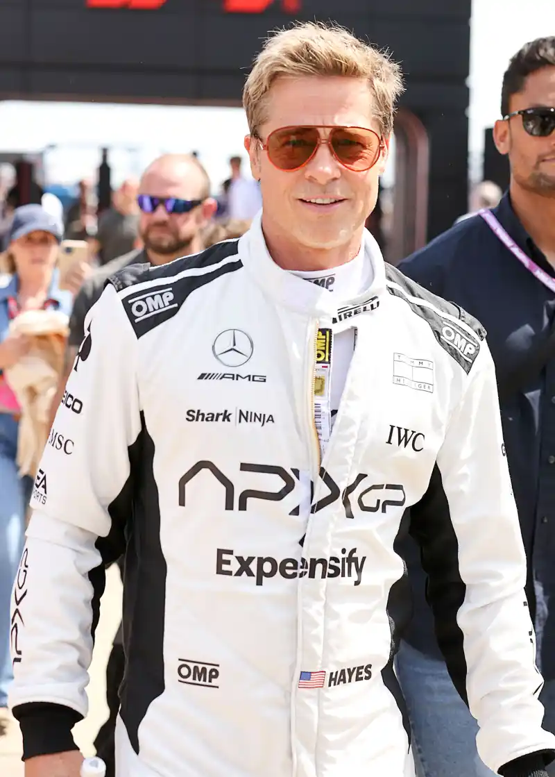 Brad Pitt Arrives At The British Grand Prix In Silverstone As Fictional Formula One Driver Sonny Hayes For The New Apple Movie Apex