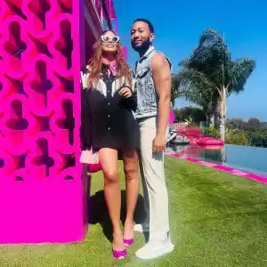 Chrissy Teigen and John Legend Dress Up as Barbie and Ken During Dreamhouse Visit With Luna and Miles