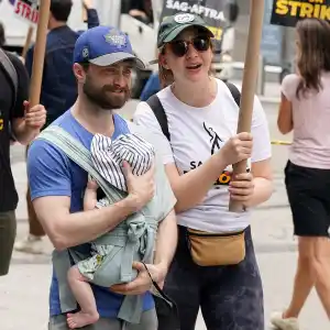 Daniel Radcliffe and Girlfriend Erin Darke Carry Baby Boy to Picket Line During SAG-AFTRA Strike