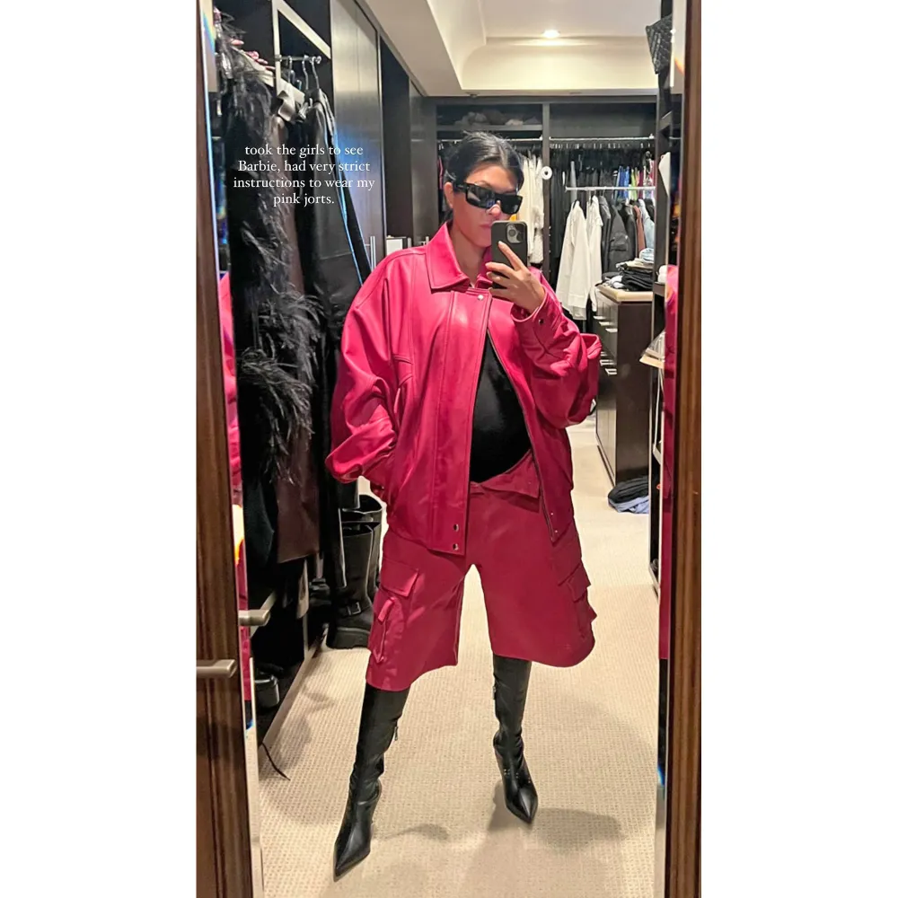Kourtney K Wears Unbottoned Pink Jorts to See Barbie