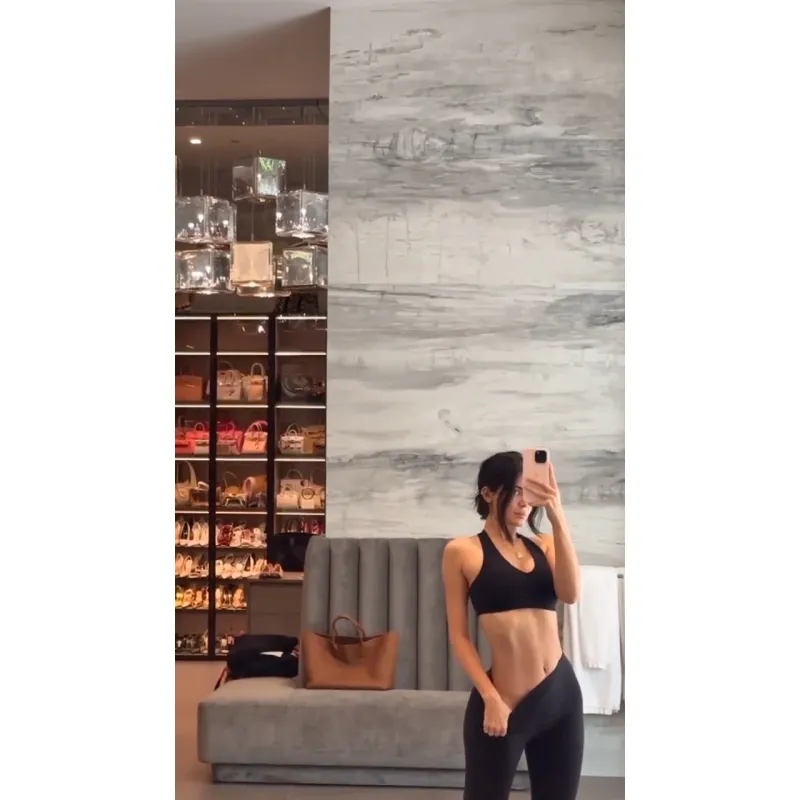 Kylie Jenner Shows Off Her Abs in Black Athleisure