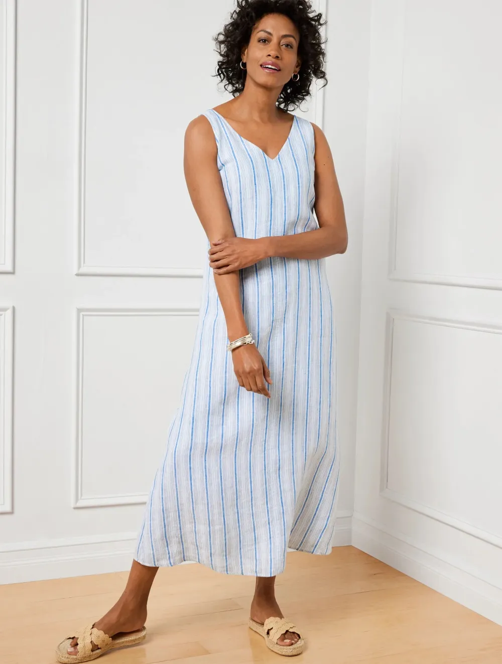 Linen Maxi Dress &ndash; Newport Stripe