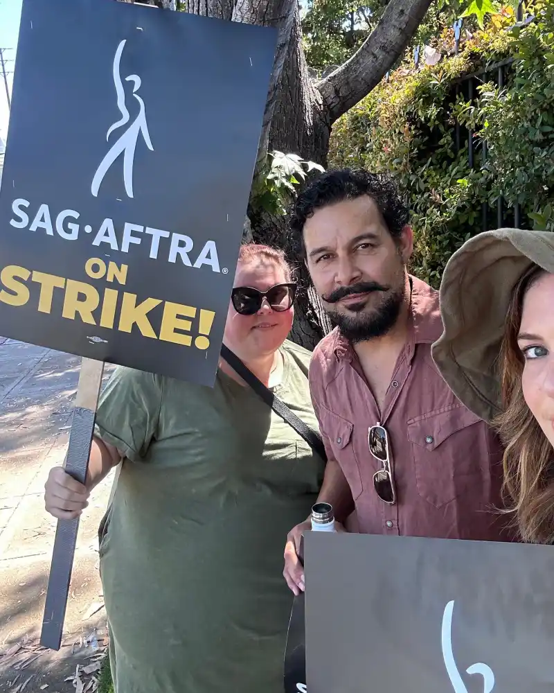 Mandy Moore Reunites With 'This Is Us' Costars Chrissy Metz and Jon Huertas at SAG-AFTRA Strike