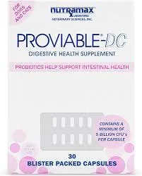 Nutramax Proviable Digestive Health Supplement Multi-Strain Probiotics and Prebiotics for Cats and Dogs
