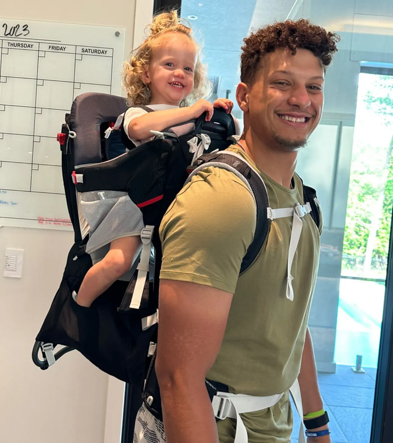 Patrick Mahomes Carries Daughter Sterling in Backpack on Hiking Trip