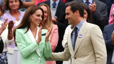 Princess Kate and Roger Federer Are All Smiles While Watching Tennis Match at Wimbledon: Photos