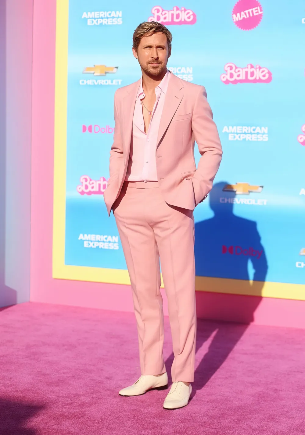 Ryan Gosling Wears E Necklace at Barbie Premiere 246