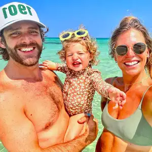 Shirtless Thomas Rhett Soaks Up Beach Time With Wife Lauren Akins and Their Youngest Daughter Lillie