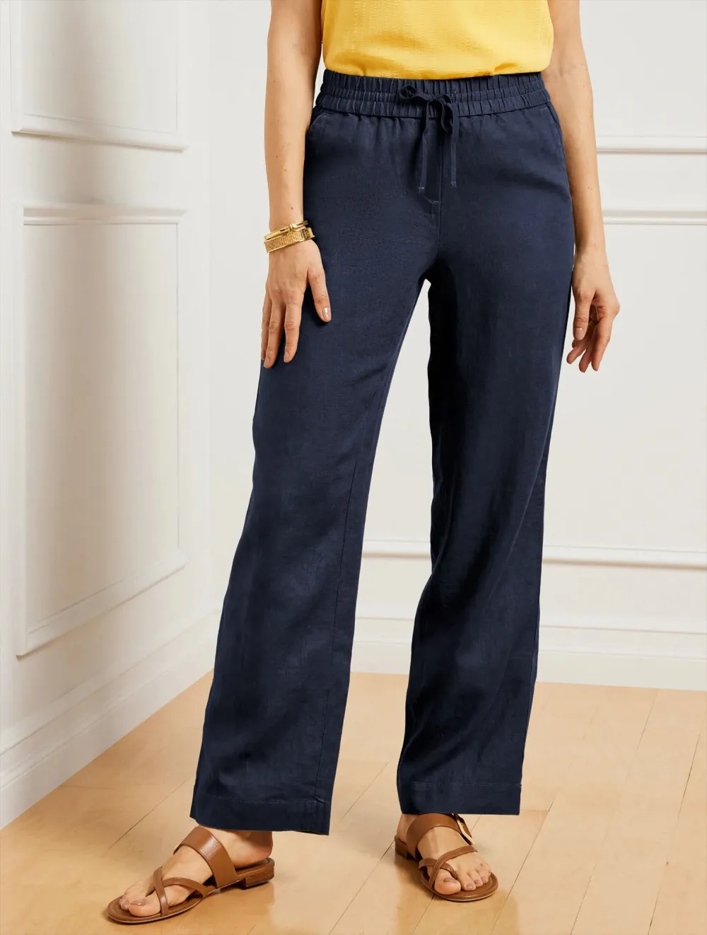 Washed Linen Wide Leg Pants