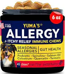 YUMA'S Dog Allergy Relief, Itchy Skin Relief - Seasonal Allergies - Omega 3 Salmon Oil+ Probiotics+