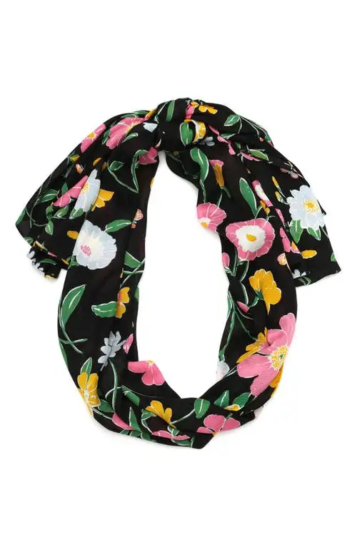 kate spade new york floral garden oblong scarf in Black/Pink Cloud at Nordstrom