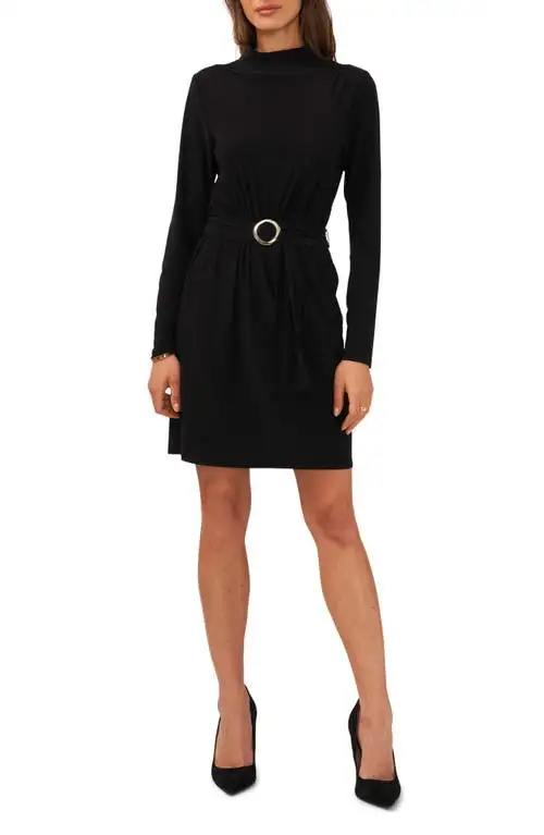 halogen(r) Belted Long Sleeve Dress in Rich Black at Nordstrom, Size Xx-Large