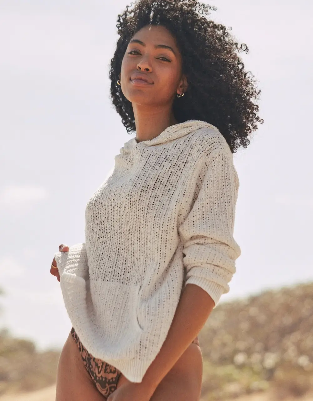 unsubscribed pointelle knit hoodie