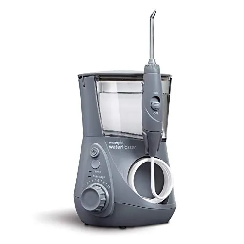 Waterpik Aquarius Water Flosser Professional For Teeth, Gums, Braces, Dental Care, Electric Power With 10 Settings, 7 Tips For Multiple Users And Needs, ADA Accepted, Gray WP-667CD