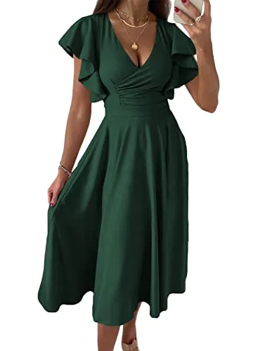 Asvivid Formal Dresses for Women Maternity Dress Teacher Dresses That Hide Belly Fat Green M