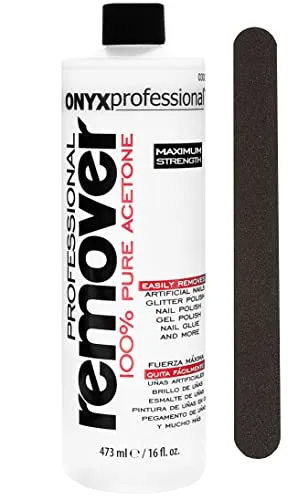 Onyx Professional 100% Acetone Nail Polish Remover Kit 16 Fl Oz. Bottle With 7 Inch Nail File