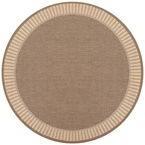 Couristan Recife 1681/1500 Wicker Round Rug, 7-Feet 6-Inch, Stitch/Cocoa/Natural