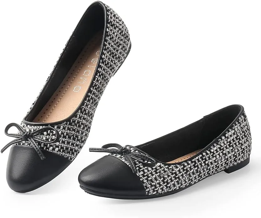tweed ballet flats