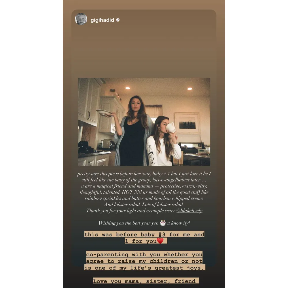 Blake Lively and Gigi Hadid are "Co-parents"