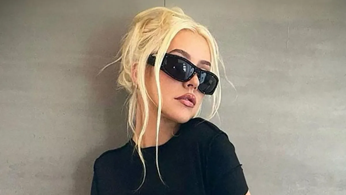 Christina Aguilera Wears Purse Skirt