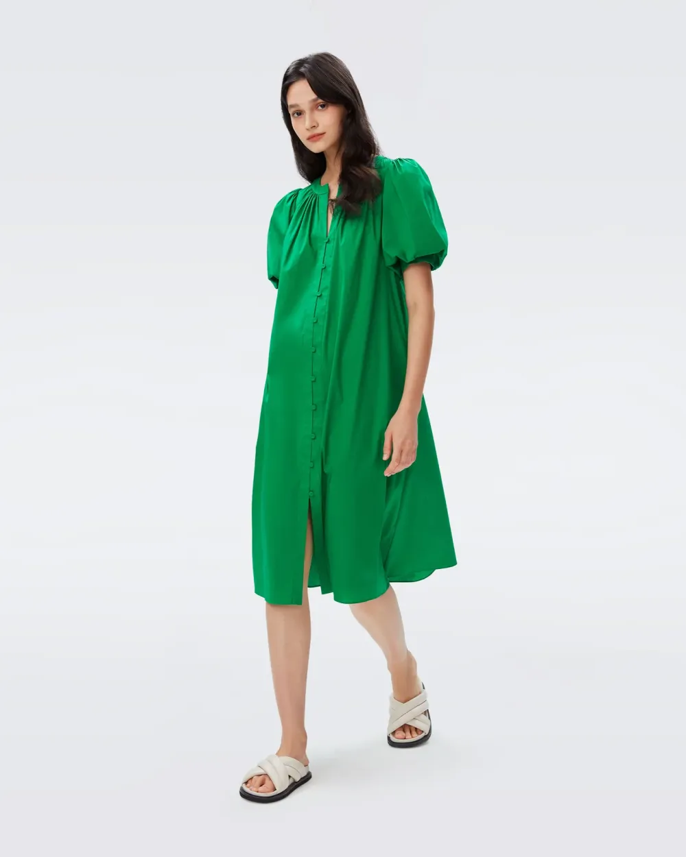 green midi dress