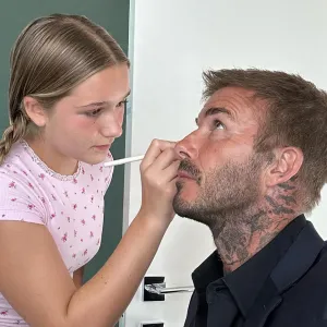 Harper Beckham Does Dad David Beckham's Makeup