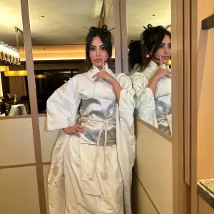 Kim Kardashian Wears White Kimono in Japan