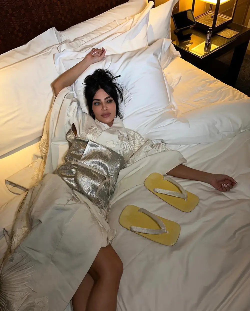 Kim Kardashian Wears White Kimono in Japan