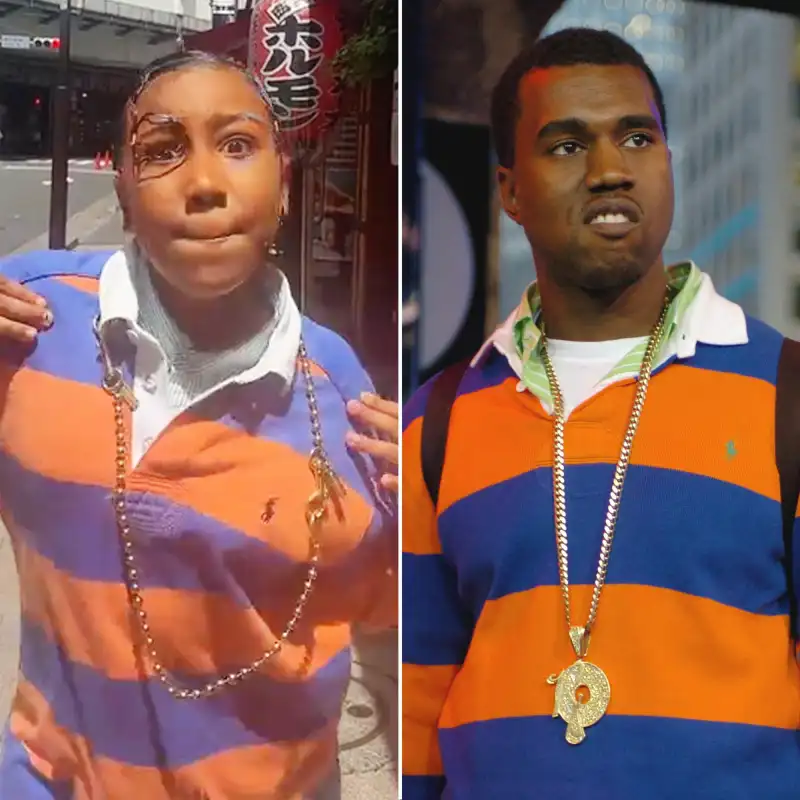 North West Revives Kanye s Striped Polo 268 Kanye West and Raven Visit MTV's "TRL" - February 10, 2004