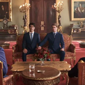 Alex and Henry confront the king in 'Red, White and Royal Blue'