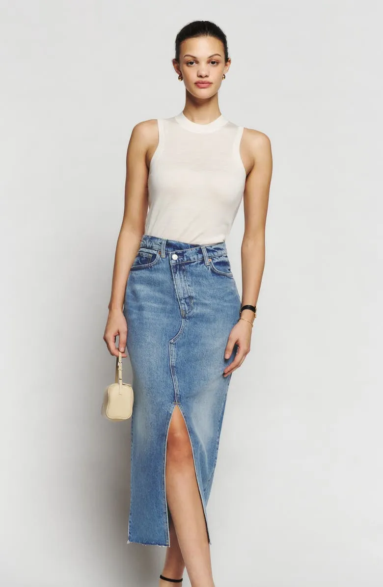 Reformation denim skirt