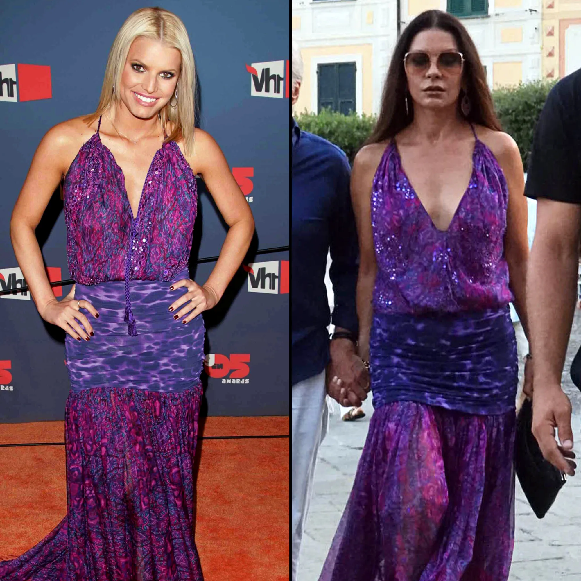 Catherine Zeta-Jones Wears Jessica Simpson’s 2005 VH1 Awards Dress While on Vacation in Italy