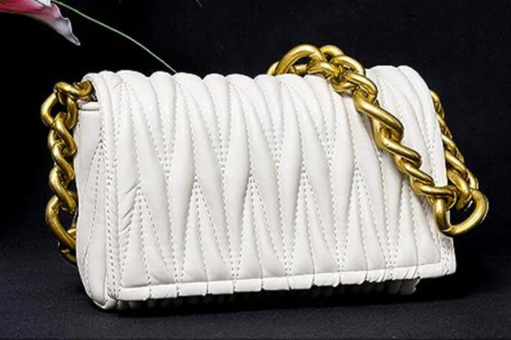 white quilted shoulder bag