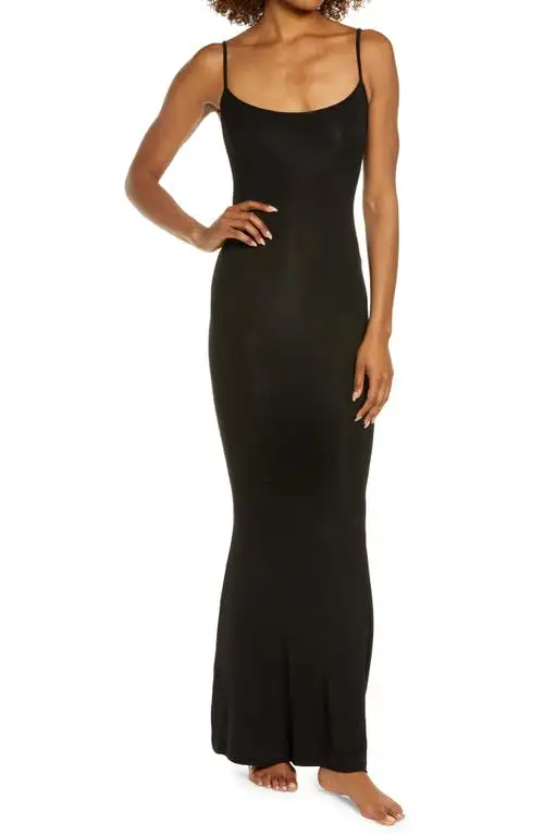 SKIMS Soft Lounge Long Slipdress in Onyx at Nordstrom, Size Large