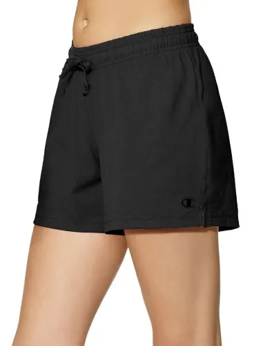 Champion Jersey, Comfortable Women, Lightweight 100% Cotton Shorts, 5", Black, X-Large