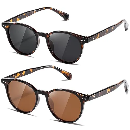kimorn Polarized Sunglasses for Women and Men Retro Trendy Sun Glasses 90&rsquo;s Vintage Round Frame K1515 (Tortoise/Grey+Tortoise/Brown)