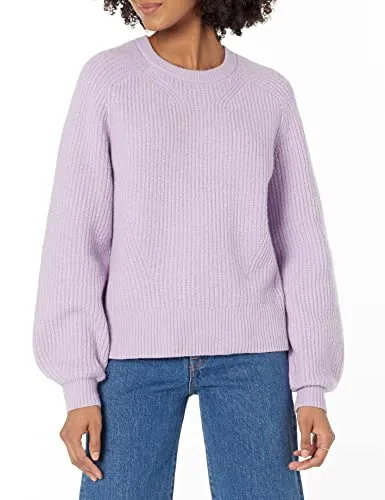 Amazon Essentials Women's Crew Neck Rib Sweater, Pastel Lilac, Medium