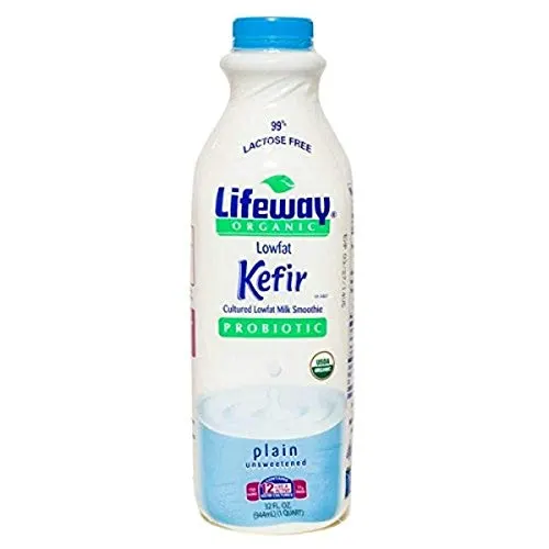 Lifeway Organic Lowfat Kefir, Plain, 32 Ounce (Pack of 06)