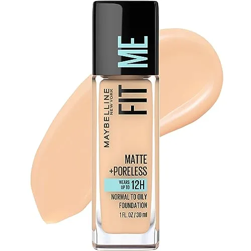 Maybelline New York Fit Me Matte + Poreless Liquid Foundation Makeup, Classic Ivory, 1 fl. oz.