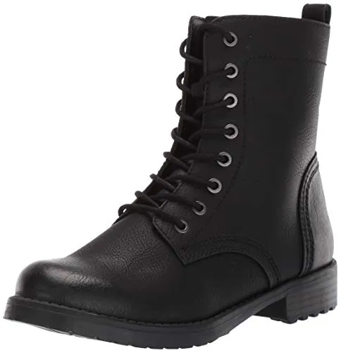 Amazon Essentials Women's Lace-Up Combat Boot, Black, 6