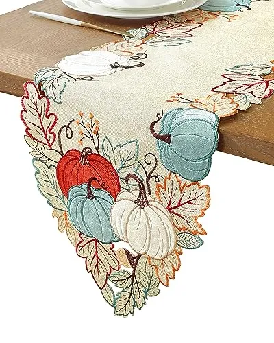Fall Decorations for Replica Luxury Handbag Fall Table Runner with Embroidered Velvet Pumpkins Maple Leaf. Thanksgiving/ Halloween/ Christmas Table Decorations for Kitchen Dining Seasonal Harvest Party Decor
