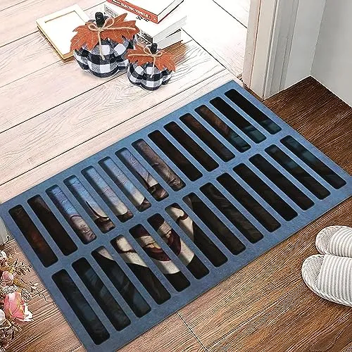 VOKSODHCK Halloween Door Mat Horror Clown,Halloween Door Mat Clown, Welcome Mat Scary Entry Non-Slip Rubber Front Doormat pad Suitable for Indoor/Outdoor/Kitchen（17x29 Inch）