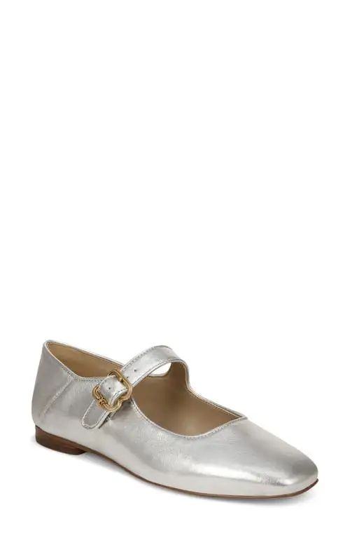 Sam Edelman Michaela Mary Jane Flat in Soft Silver at Nordstrom, Size 7.5