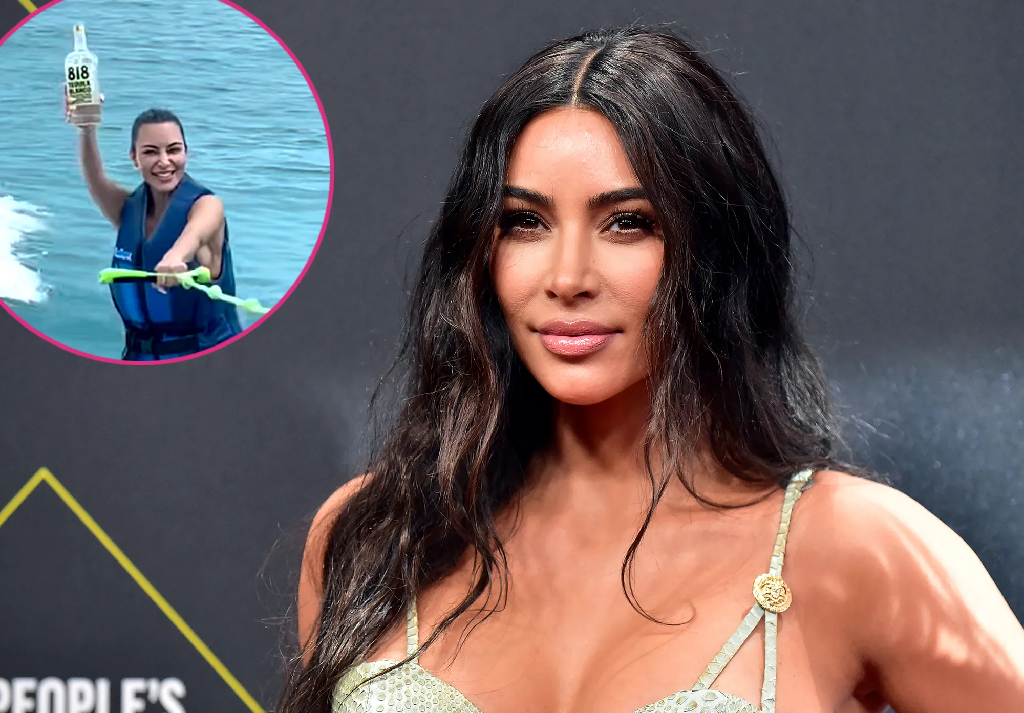 Kim Kardashian Keeps Kendall Jenner's 818 Tequila Safe After Wiping Out on a Wakeboard
