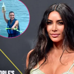 Kim Kardashian Keeps Kendall Jenner's 818 Tequila Safe After Wiping Out on a Wakeboard