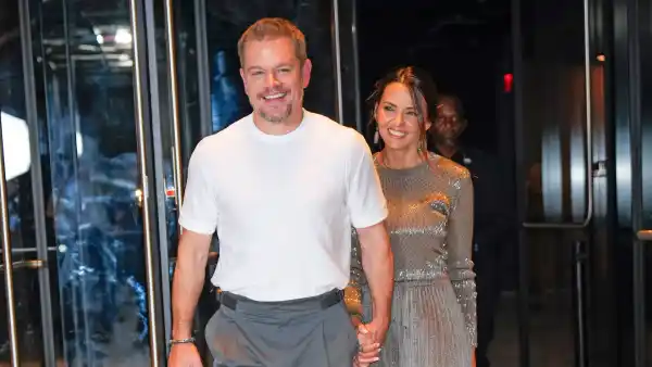 Matt Damon and Luciana Barroso Coordinate at Fashion Show