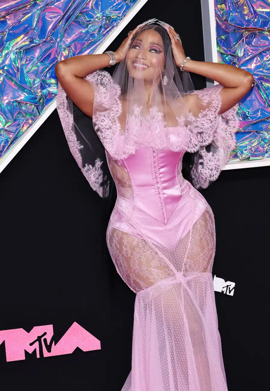 Nicki Minaj Is a Barbie Bride in Lacey Gown at the 2023 MTV Video Music Awards