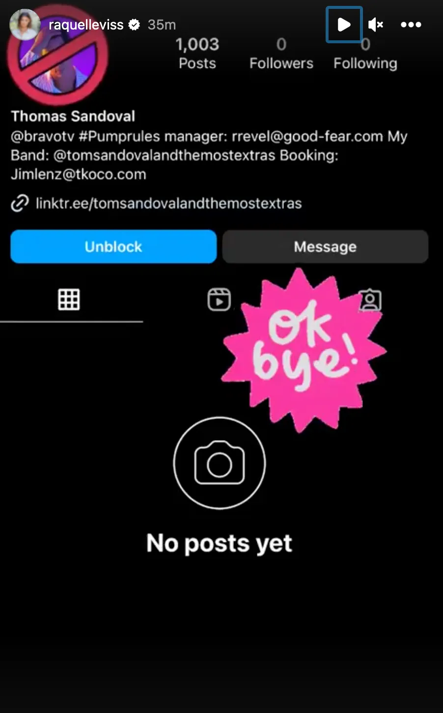 Pump Rules' Raquel Leviss Blocks Tom Sandoval After His Birthday Message &mdash; and Their Cheating Scandal